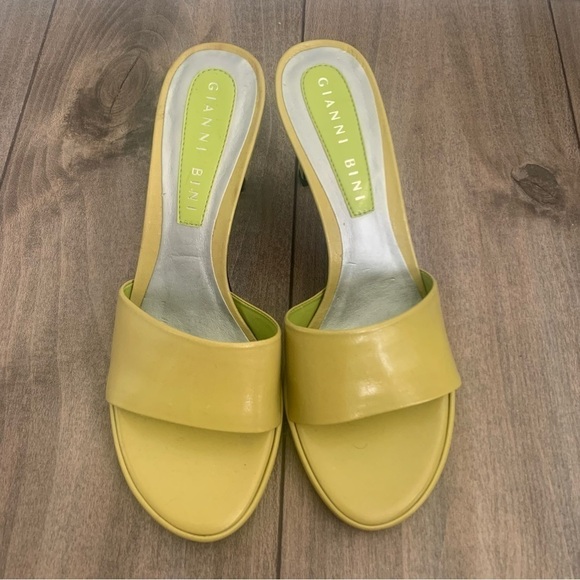 Vtg 90s Y2K Gianni Bini backless genuine leather slide heels green size 8 - Picture 6 of 6